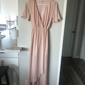 Blush Pink Maxi Wrap Dress